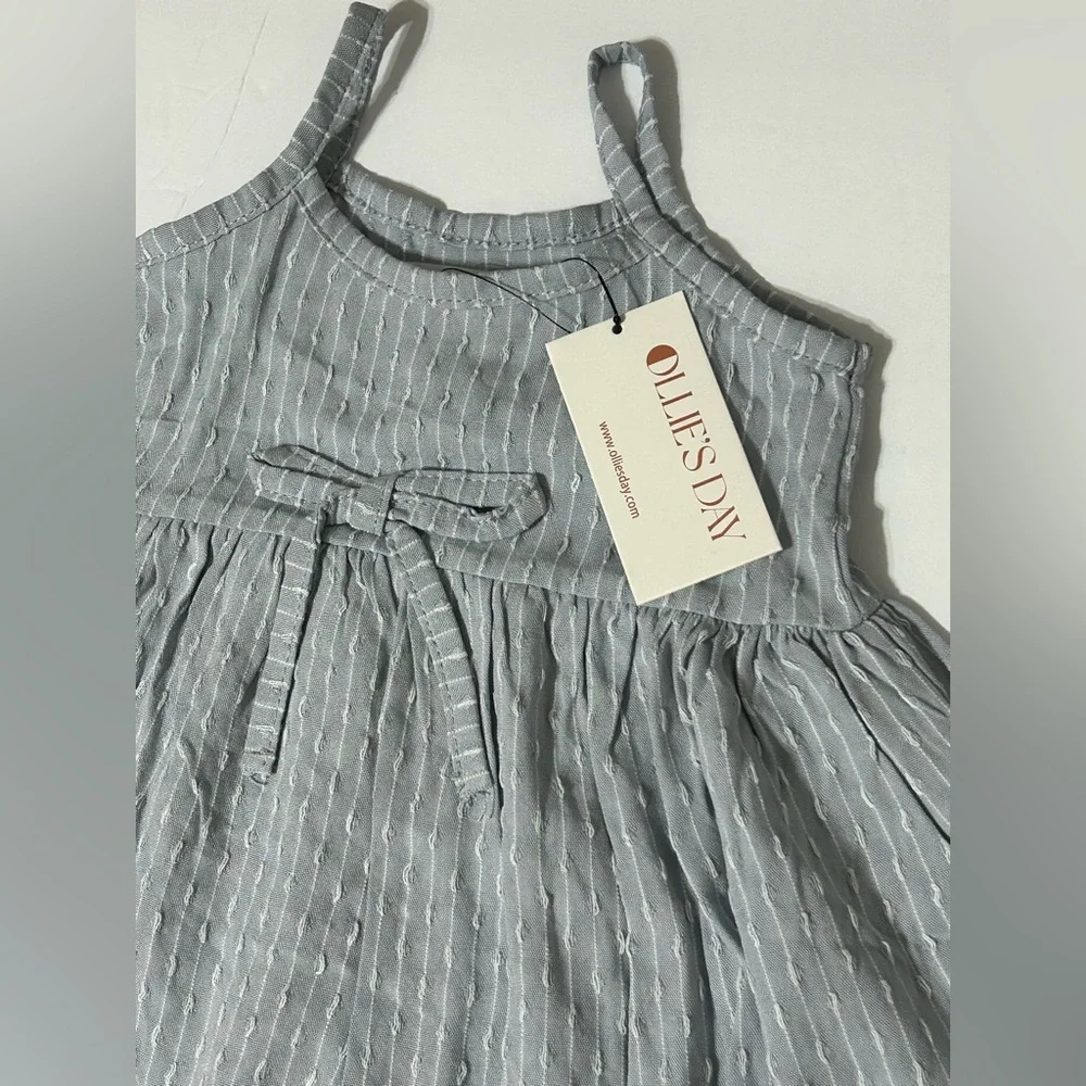 Ollie’s Day Baby Girl Blue Chambray Sundress With Bloomers NWT Size 3-6 Months